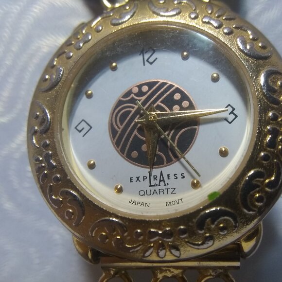 LA Express Quartz Watch Multi-Color Beads Gold Frame New Battery Women Great - Picture 3 of 11